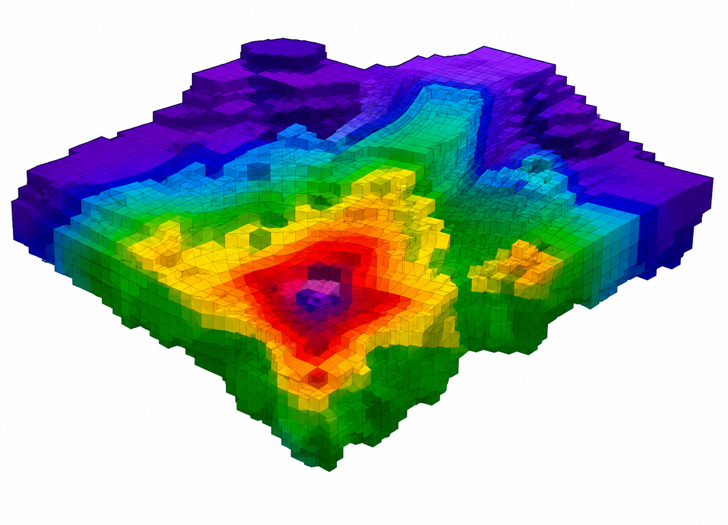 3D geological heatmap terrain model, illustrative rather than project data.